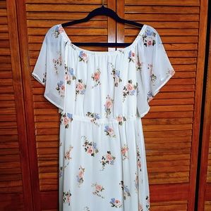 White Floral Chiffon Dress